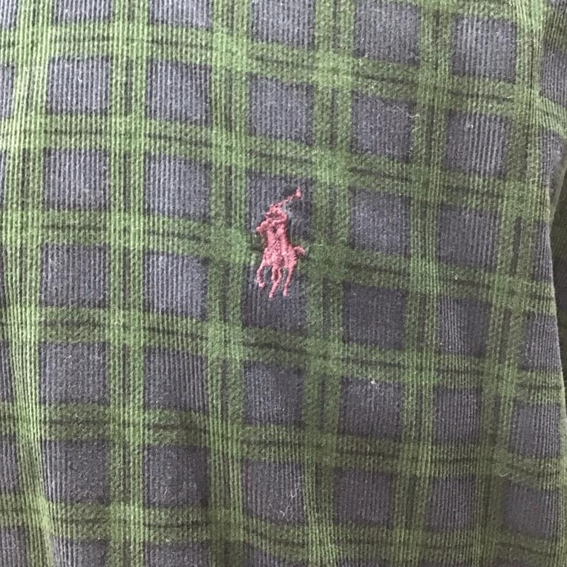 ラルフローレン RALPHLAUREN シャツ、ブラウス 長袖 ボタンダウン チェック L ワンポイント 紺 / ネイビー / X カーキ / カーキ /  メンズ USED 古着 中古 10112403