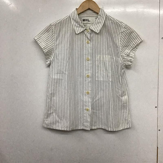 エムエイチエル MHL. シャツ、ブラウス 半袖 半袖シャツ ストライプシャツ カラーシャツ 1 ストライプ 白 / ホワイト / X 青 / ブルー /  レディース USED 古着 中古 10135255