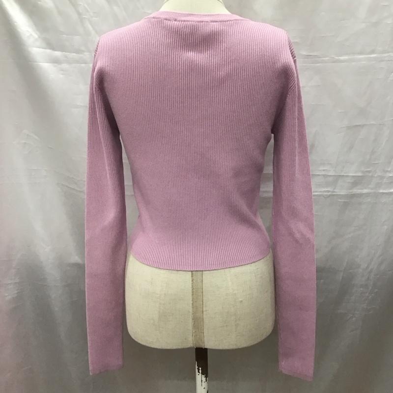 ザラ ZARA カーディガン 長袖 1750 100 668 リブ クルーネック タグ付き M 無地 桃 / ピンク /  レディース USED 古着 中古 10118404