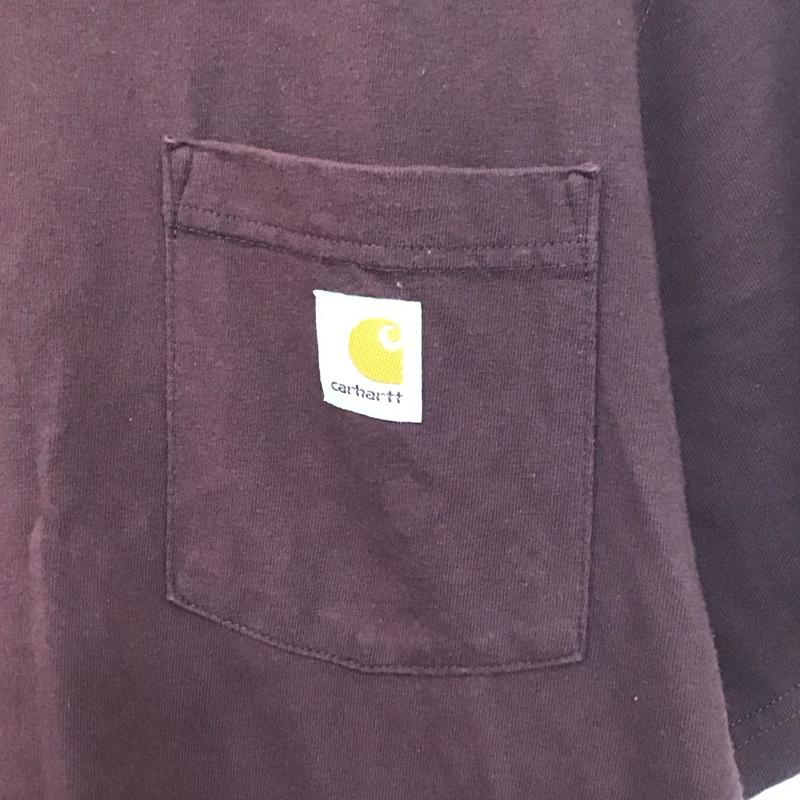 カーハート Carhartt Tシャツ 半袖 半袖カットソー プリントTシャツ クルーネックカットソー S ロゴ、文字 えんじ / ワインレッド /  メンズ USED 古着 中古 10133495