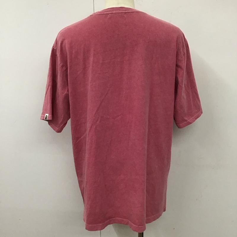アベイシングエイプ A BATHING APE Tシャツ 半袖 半袖カットソー プリントTシャツ クルーネックカットソー L ロゴ、文字 桃 / ピンク /  メンズ USED 古着 中古 10116376