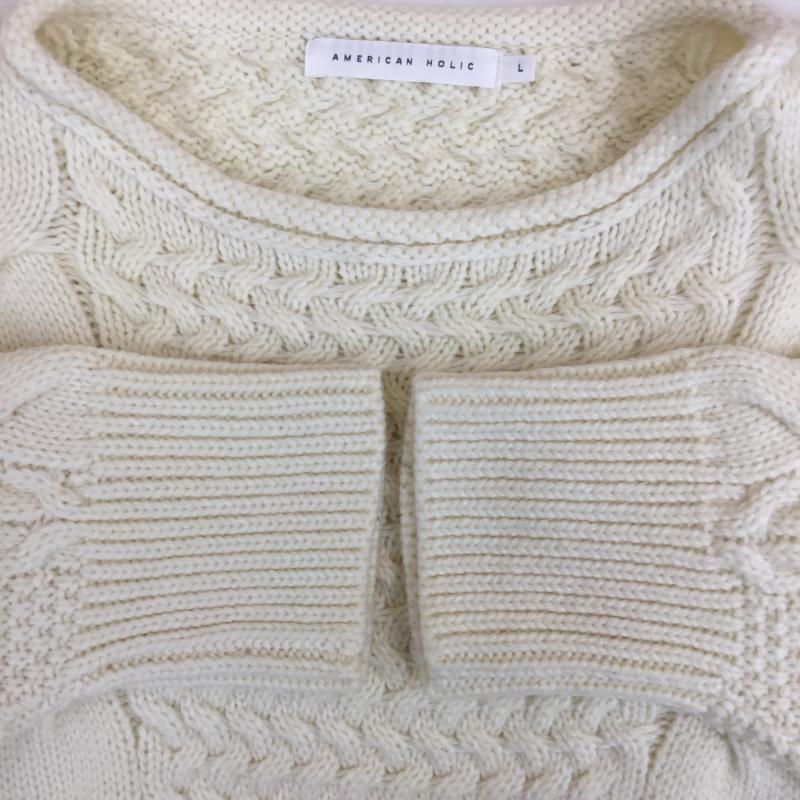 アメリカンホリック AMERICAN HOLIC ニット、セーター 長袖 HA17L2C0300 L 無地 白 / ホワイト /  レディース USED 古着 中古 10140941