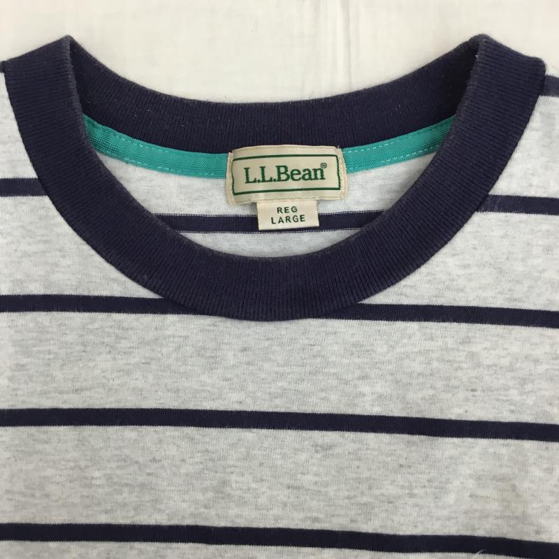 エルエルビーン L.L.Bean Tシャツ 半袖 L ボーダー柄 灰 / グレー / X 紺 / ネイビー /  メンズ USED 古着 中古 10145807