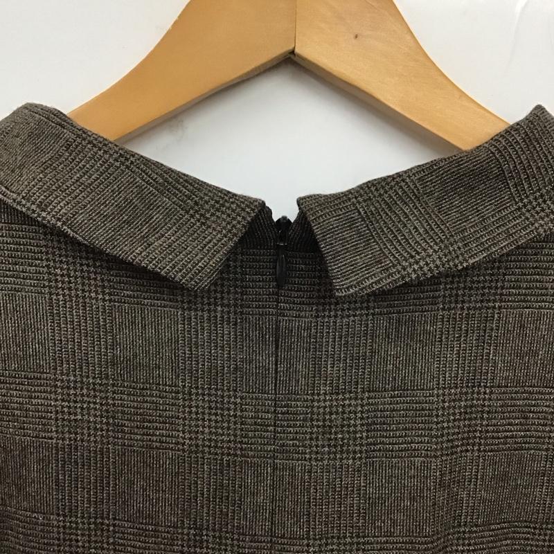 ロワズィール LOISIR ワンピース ロングスカート 長袖ロングワンピース フレアスカート スタンドネック 38 チェック 茶 / ブラウン /  レディース USED 古着 中古 10128982