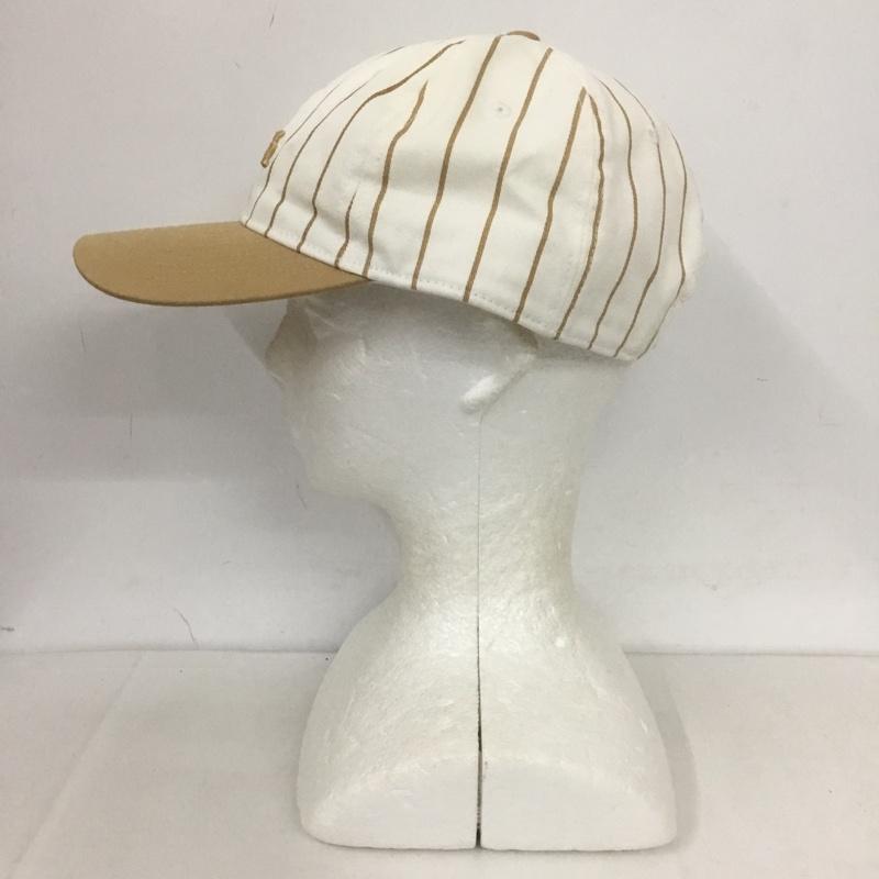 キス KITH 帽子 キャップ CLASSIC SCRIPT PINSTRIPE CAP ストライプ ロゴ、文字 白 / ホワイト / X ベージュ / ベージュ /  メンズ USED 古着 中古 10124402