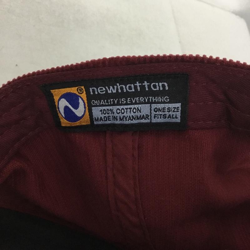 ニューハッタン newhattan 帽子 キャップ コーデュロイ ワッペン ロゴ、文字 えんじ / ワインレッド /  メンズ USED 古着 中古 10137890