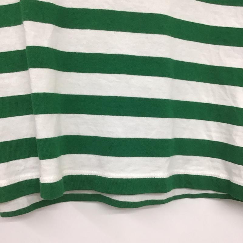 ザラ ZARA Tシャツ 半袖 クロップド丈 ボーダー M ボーダー柄 白 / ホワイト / X 緑 / グリーン /  レディース USED 古着 中古 10148669