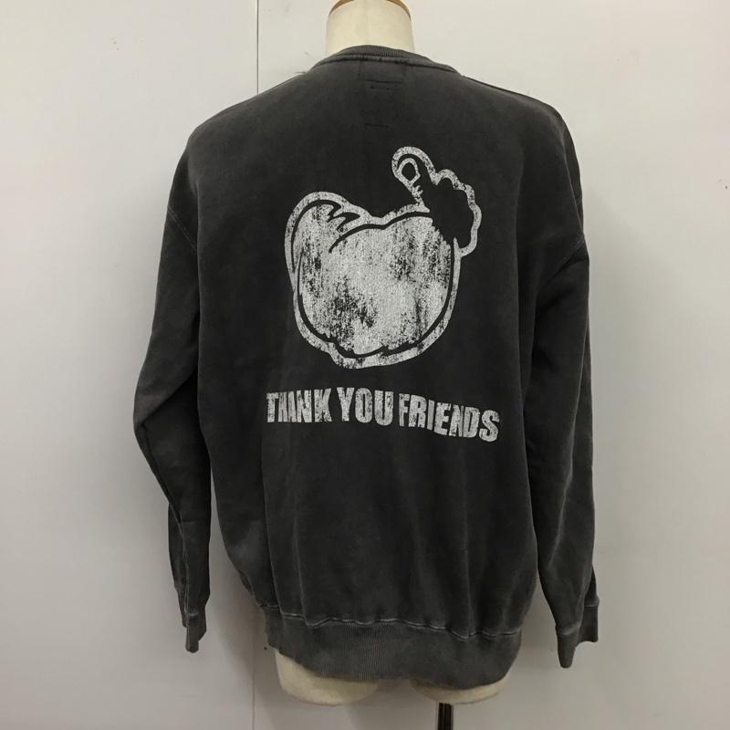 エム M トレーナー 長袖 長袖トレーナー スウェット クルーネック リブスウェットカットソー TPC コラボ XL プリント 灰 / グレー /  メンズ USED 古着 中古 10124666