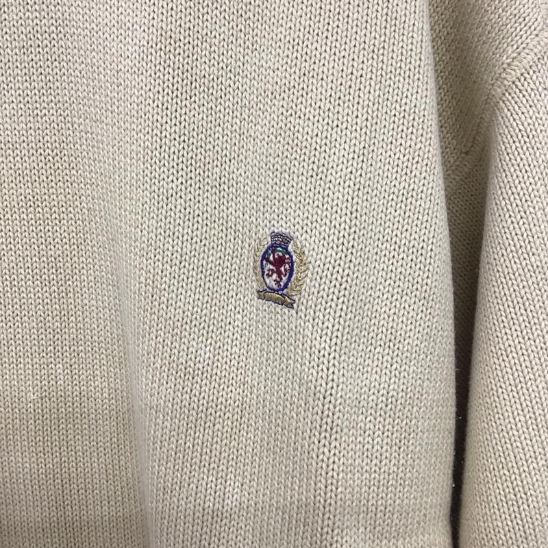 トミーヒルフィガー TOMMY HILFIGER ニット、セーター 長袖 長袖ニットカットソー クルーネック セーター 90s L ロゴ、文字 ベージュ / ベージュ /  メンズ USED 古着 中古 10141381