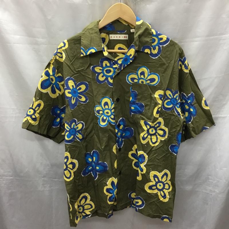 ユニクロ UNIQLO シャツ、ブラウス 半袖 331-449637 MARNI オーバーサイズ オープンカラーシャツ S 花柄 カーキ / カーキ /  メンズ USED 古着 中古 10117797