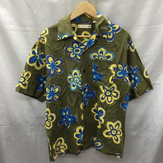 ユニクロ UNIQLO シャツ、ブラウス 半袖 331-449637 MARNI オーバーサイズ オープンカラーシャツ S 花柄 カーキ / カーキ /  メンズ USED 古着 中古 10117797