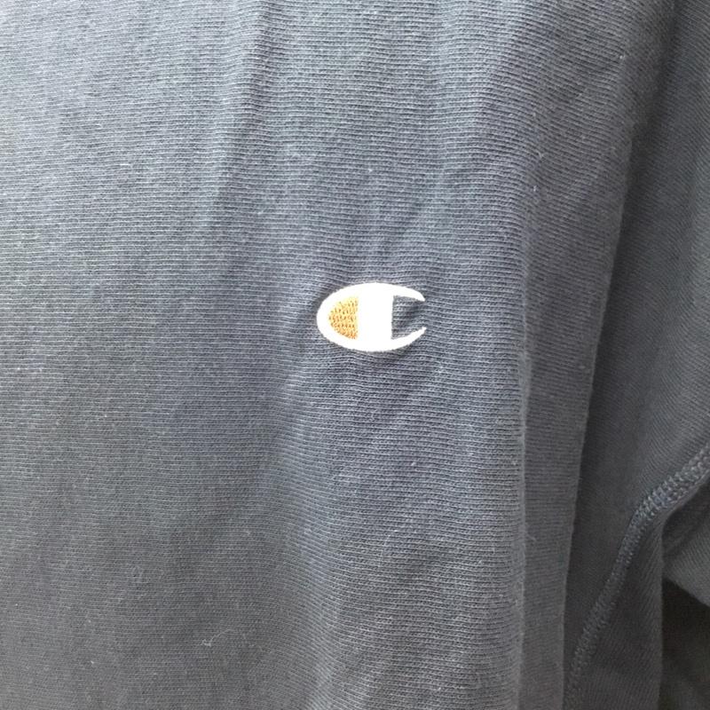 チャンピオン Champion カットソー 長袖 c3-t411 リバースウィーブロングスリーブTシャツ クルーネックカットソー XL ロゴ、文字 紺 / ネイビー /  メンズ USED 古着 中古 10121618