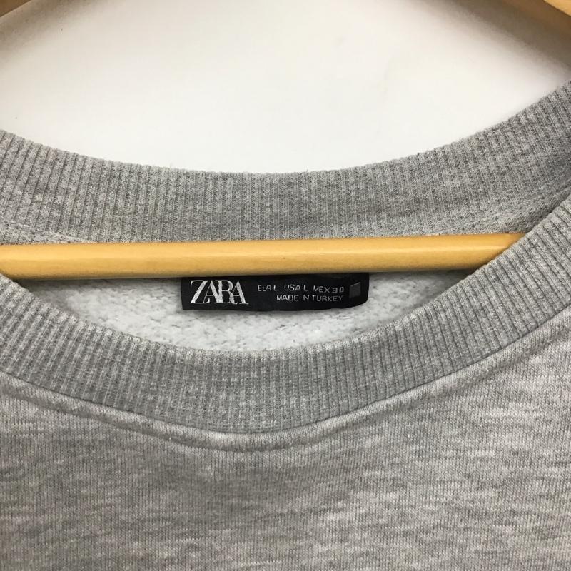 ザラ ZARA トレーナー 長袖 長袖トレーナー スウェット クルーネック プルオーバー L ロゴ、文字 灰 / グレー /  レディース USED 古着 中古 10132658