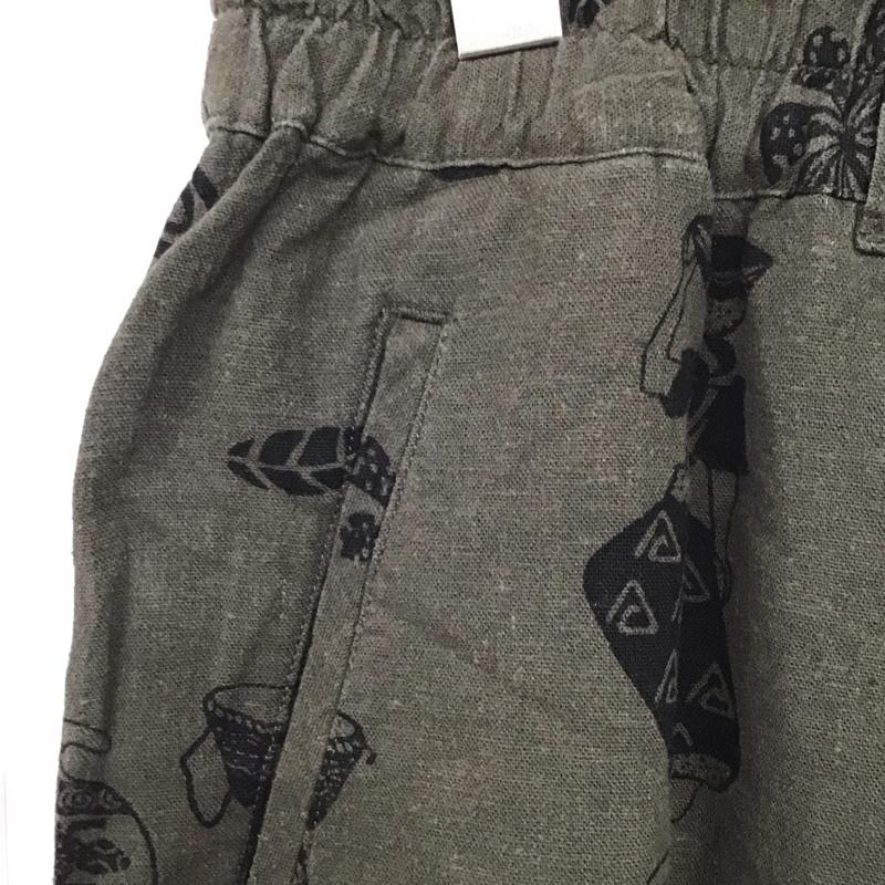ニコアンド niko and... パンツ スラックス T203DL04SW プリントゆるパンツ リネン M 総柄 カーキ / カーキ /  レディース USED 古着 中古 10129297