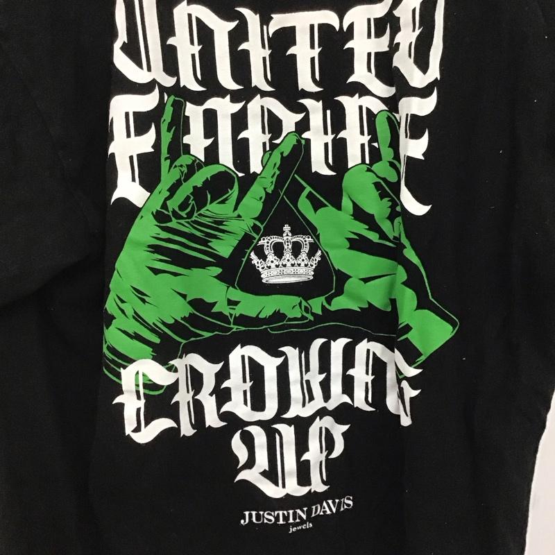 ジャスティンディヴィス JUSTIN DAVIS Tシャツ 半袖 半袖カットソー プリントTシャツ クルーネックカットソー unitedempire L ロゴ、文字 黒 / ブラック /  メンズ USED 古着 中古 10140709