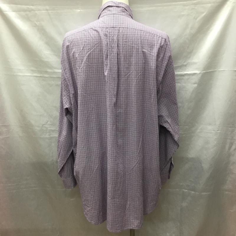 ラルフローレン RALPHLAUREN シャツ、ブラウス 長袖 コットン ボタンダウン チェック ワンポイント 白 / ホワイト / X 紫 / パープル / X 紺 / ネイビー /  メンズ USED 古着 中古 10116097