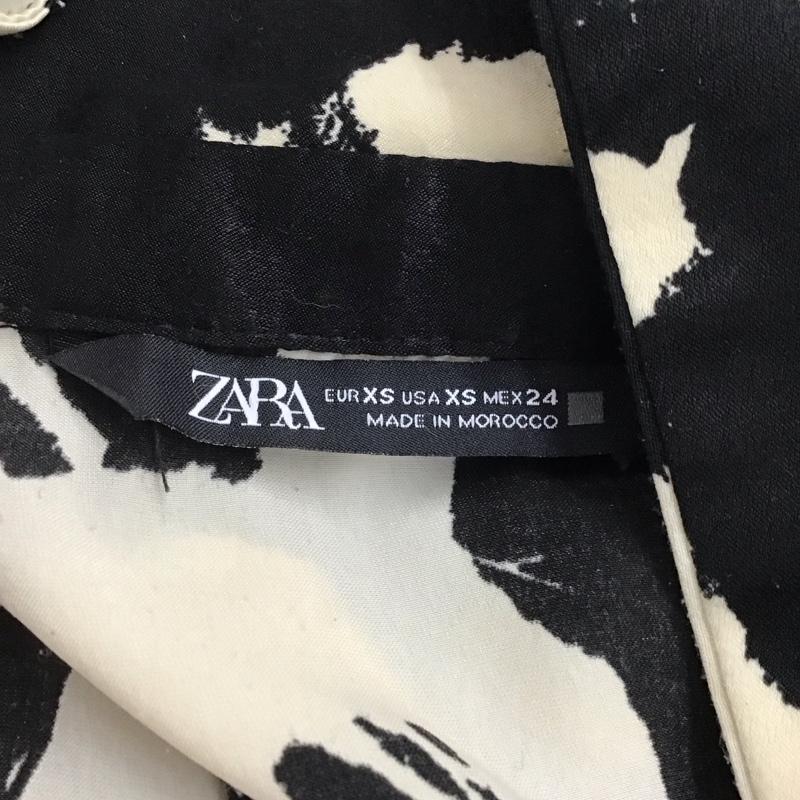 ザラ ZARA ワンピース ロングスカート 9621 261 093 カシュクール 長袖 XS 総柄 黒 / ブラック / X アイボリー / アイボリー /  レディース USED 古着 中古 10123186