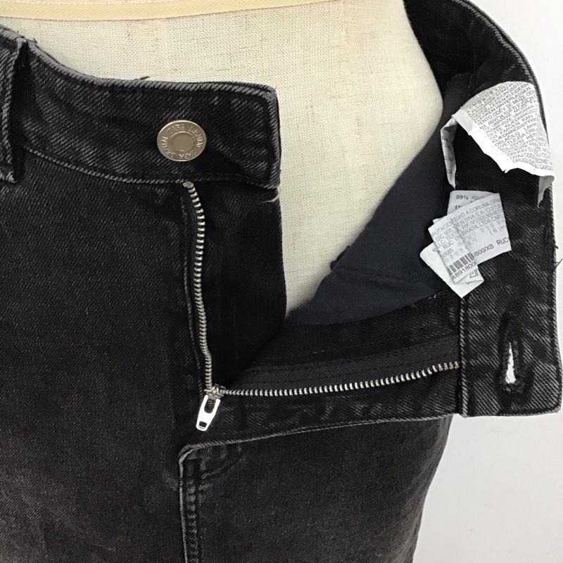 ザラ ZARA スカート ひざ丈スカート 9374 891 800 デニム ひざ下丈 スリット XS 無地 黒 / ブラック /  レディース USED 古着 中古 10124995