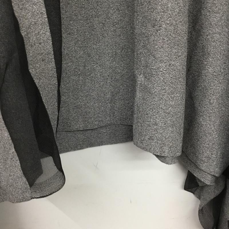 オズモーシス OSMOSIS カットソー 半袖 599010-255K サイドドレープニットプルオーバー イレギュラーヘム シアー ONE SIZE 無地 灰 / グレー / X 黒 / ブラック /  レディース USED 古着 中古 10144641