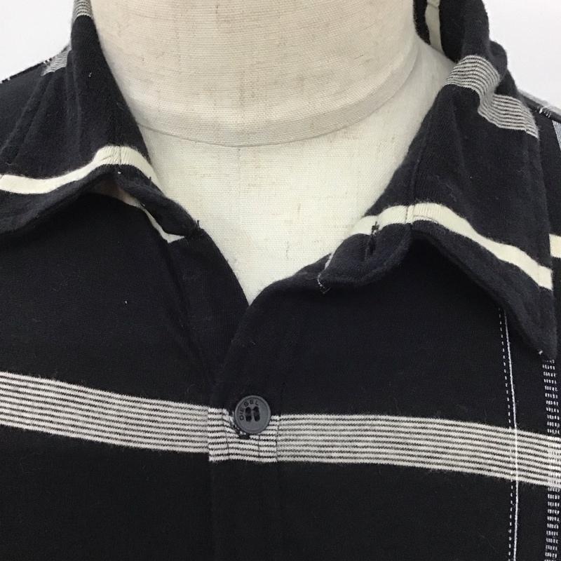 ディーゼル DIESEL カットソー 長袖 長袖カットソー カラーネックカットソー ロングスリーブカットソー プリントTシャツ L ボーダー柄 白 / ホワイト / X 黒 / ブラック /  メンズ USED 古着 中古 10124358