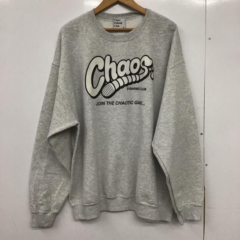 カオス フィッシング クラブ Chaos Fishing Club トレーナー 長袖 長袖トレーナー スウェット クルーネック プルオーバー XL プリント 灰 / グレー /  メンズ USED 古着 中古 10149185