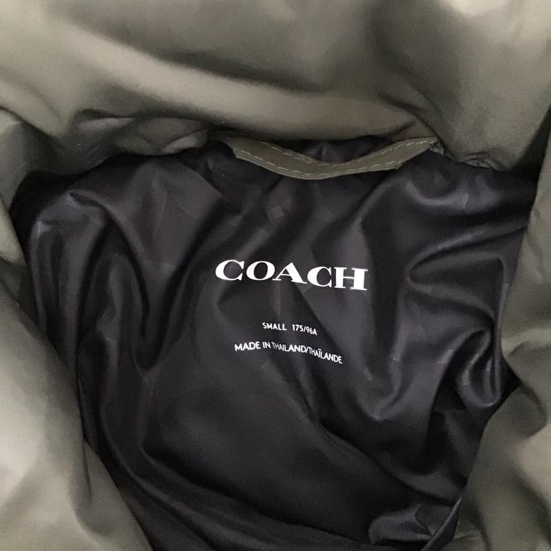 コーチ COACH ジャケット、上着 ダウンジャケット ジップアップダウンジャケット アウター ロングジャケット フード付き S ロゴ、文字 黒 / ブラック / X カーキ / カーキ /  メンズ USED 古着 中古 10122700