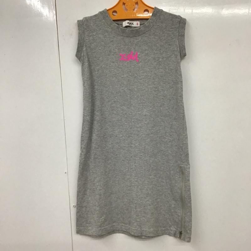 エックスガール X-girl ワンピース ミニスカート ノースリーブロングワンピース フレアスカートワンピース 裾ジップ 100cm ロゴ、文字 灰 / グレー /  ガールズ USED 古着 中古 10117508