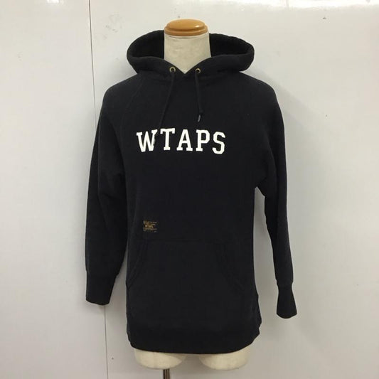 ダブルタップス WTAPS パーカー 長袖 長袖パーカー プルオーバー プリントスウェット トレーナー M ロゴ、文字 紺 / ネイビー /  メンズ USED 古着 中古 10120375