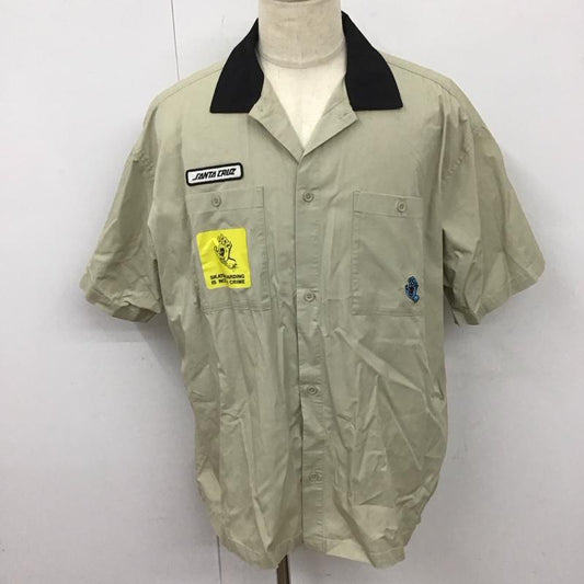 サンタクルーズ SANTA CRUZ シャツ、ブラウス 半袖 502211161 ワークシャツ 半袖シャツ カジュアルシャツ L ロゴ、文字 ベージュ / ベージュ /  メンズ USED 古着 中古 10112972
