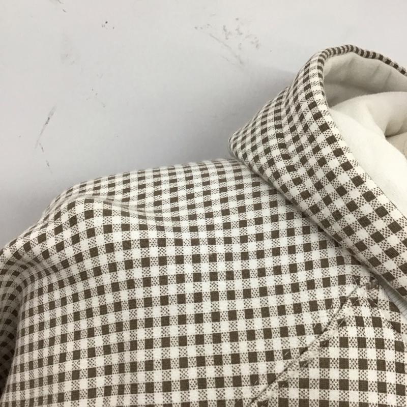 ステューシー STUSSY パーカー 長袖 ジップパーカー M チェック X ロゴ、文字 白 / ホワイト / X 茶 / ブラウン /  メンズ USED 古着 中古 10120536