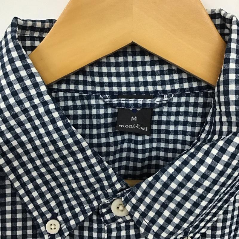 モンベル mont-bell シャツ、ブラウス 半袖 1114549 WIC ドライタッチ ショートスリーブシャツ ボタンダウン M チェック 白 / ホワイト / X 紺 / ネイビー /  メンズ USED 古着 中古 10133580