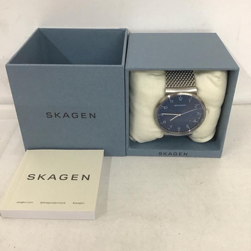 スカーゲン SKAGEN 腕時計 アナログ（クォーツ式） SKW6164 箱有 ロゴ、文字 銀 / シルバー / X 紺 / ネイビー /  メンズ USED 古着 中古 10134344