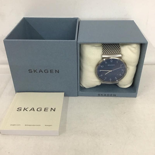 スカーゲン SKAGEN 腕時計 アナログ（クォーツ式） SKW6164 箱有 ロゴ、文字 銀 / シルバー / X 紺 / ネイビー /  メンズ USED 古着 中古 10134344