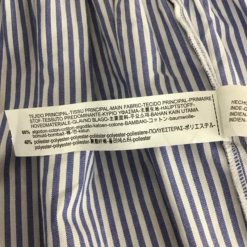 ザラ ZARA カットソー 半袖 7521 075 058 オフショルダー 刺繍 花柄 L ストライプ 白 / ホワイト / X 青 / ブルー /  レディース USED 古着 中古 10106729