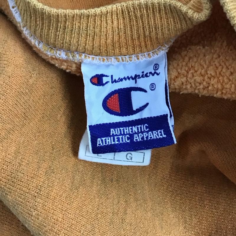 チャンピオン Champion トレーナー 長袖 長袖トレーナー スウェット クルーネック プルオーバー L ロゴ、文字 橙 / オレンジ /  メンズ USED 古着 中古 10124937