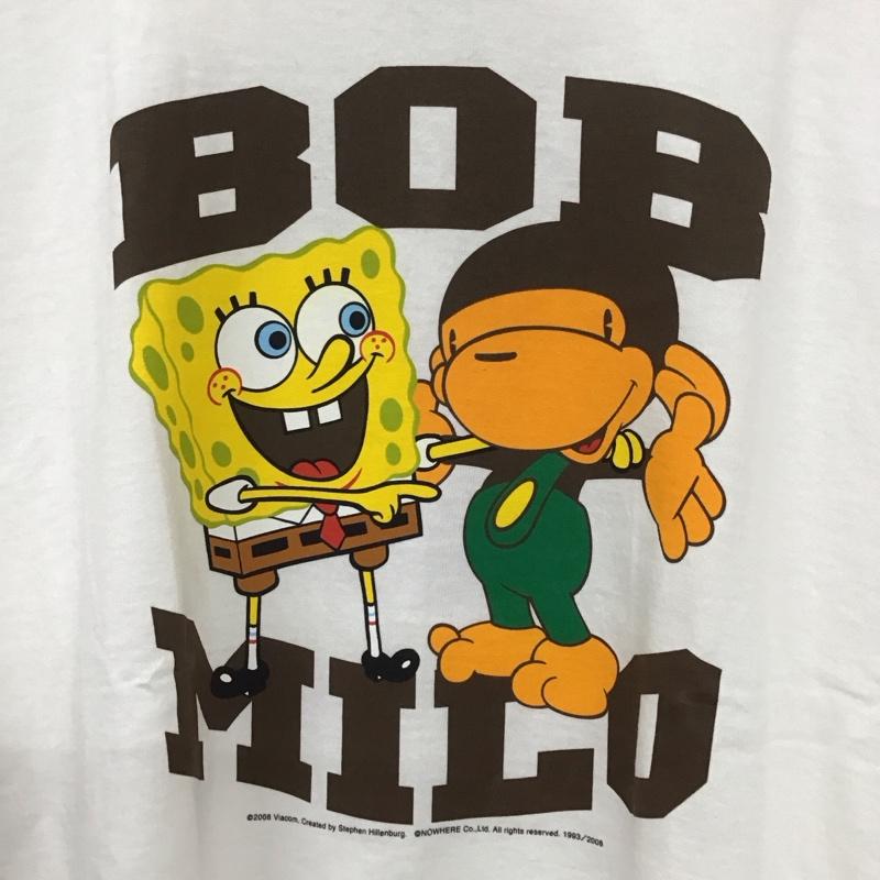 アベイシングエイプ A BATHING APE Tシャツ 半袖 半袖カットソー プリントTシャツ クルーネックカットソー スポンジボブ L プリント 白 / ホワイト /  メンズ USED 古着 中古 10131634