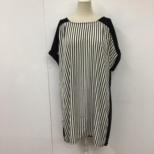 ローリーズファーム LOWRYS FARM チュニック 半袖 M 無地 X ストライプ 白 / ホワイト / X 黒 / ブラック /  レディース USED 古着 中古 10114004