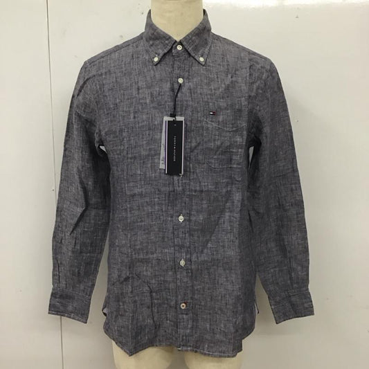 トミーヒルフィガー TOMMY HILFIGER シャツ、ブラウス 長袖 ボタンダウン 胸ポケット 麻 リネン タグ付き S ワンポイント 紺 / ネイビー /  メンズ USED 古着 中古 10112922