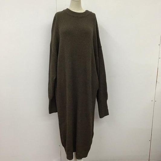 フリークスストア FREAK S STORE ワンピース ロングスカート 13-17-2489-00096-2690 片畦ボリューム ビッグシルエットワンピース タグ付き ニットワンピース FREE 無地 茶 / ブラウン /  レディース USED 古着 中古 10121871