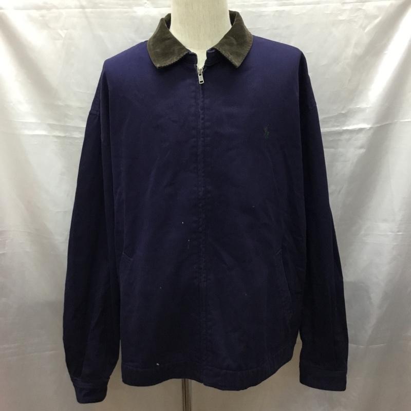 ポロバイラルフローレン Polo by RALPH LAUREN ジャケット、上着 ジャンパー、ブルゾン 襟コーデュロイ XL ワンポイント 紺 / ネイビー /  メンズ USED 古着 中古 10116128