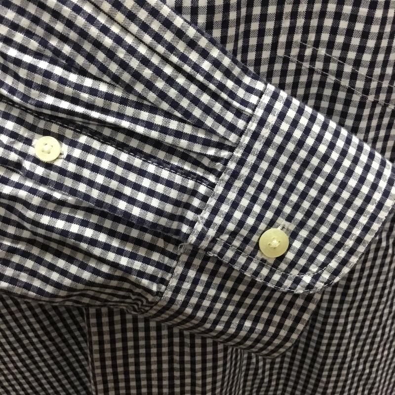 チャップス CHAPS シャツ、ブラウス 長袖 ボタンダウン 胸ポケット L チェック 白 / ホワイト / X 紺 / ネイビー /  メンズ USED 古着 中古 10115540