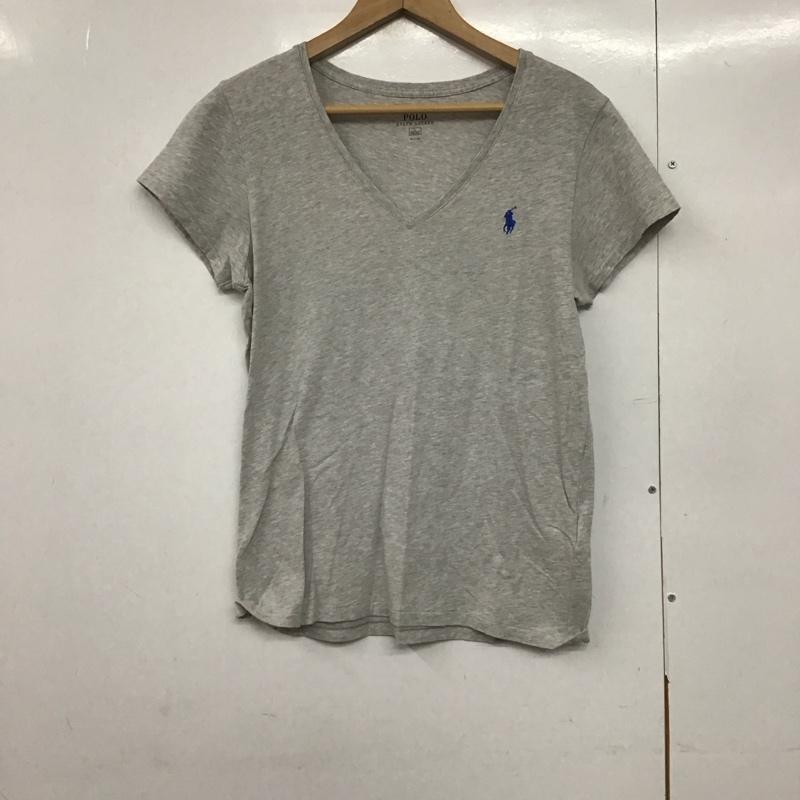 ポロラルフローレン POLO RALPH LAUREN Tシャツ 半袖 半袖カットソー プリントTシャツ Vネックカットソー L ロゴ、文字 灰 / グレー /  レディース USED 古着 中古 10145378