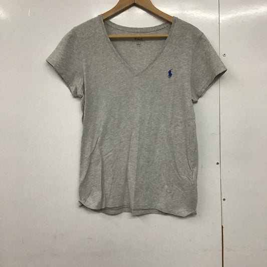 ポロラルフローレン POLO RALPH LAUREN Tシャツ 半袖 半袖カットソー プリントTシャツ Vネックカットソー L ロゴ、文字 灰 / グレー /  レディース USED 古着 中古 10145378