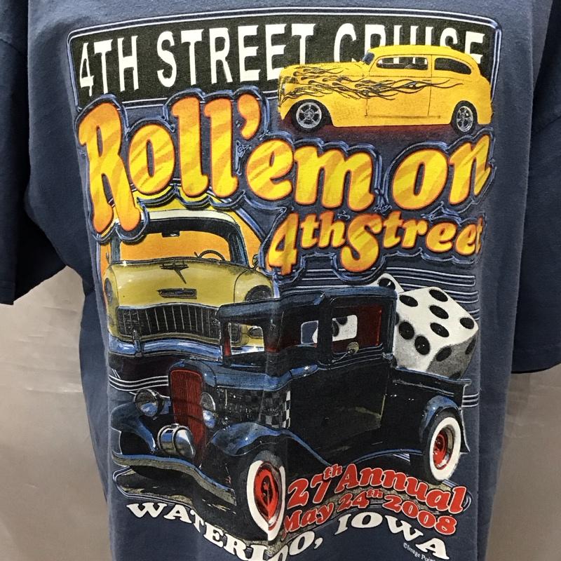 古着 USED Tシャツ 半袖 半袖カットソー プリントTシャツ クルーネックカットソー XL プリント 青 / ブルー /  メンズ USED 古着 中古 10116223