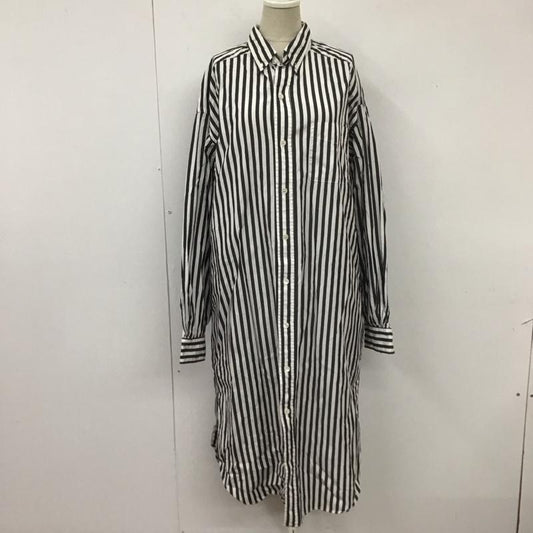 アメリカーナ AMERICANA ワンピース ロングスカート 長袖シャツワンピース カラーシャツワンピース ロングワンピース ストライプ 白 / ホワイト / X 黒 / ブラック /  レディース USED 古着 中古 10113844