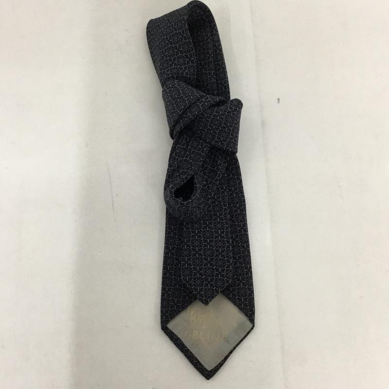 セリーヌ CELINE ネクタイ ネクタイ シルク 総柄 紺 / ネイビー /  メンズ USED 古着 中古 10128829