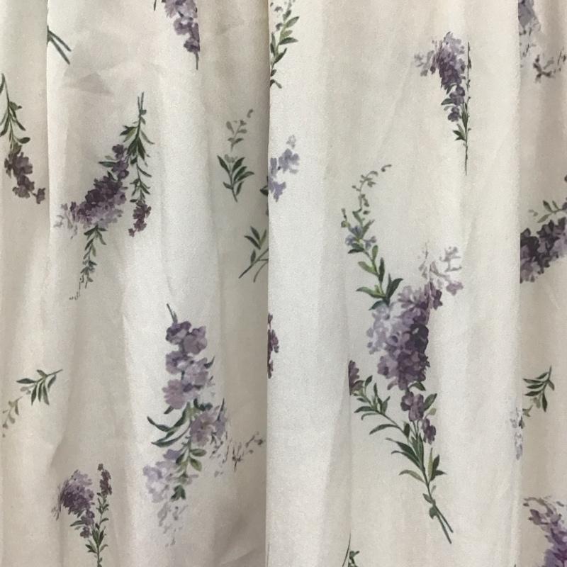 アクシーズファム axes femme スカート ひざ丈スカート CI285X33 ラベンダー柄 フリル リボン M 花柄 オフホワイト / オフホワイト / X 紫 / パープル /  レディース USED 古着 中古 10108595