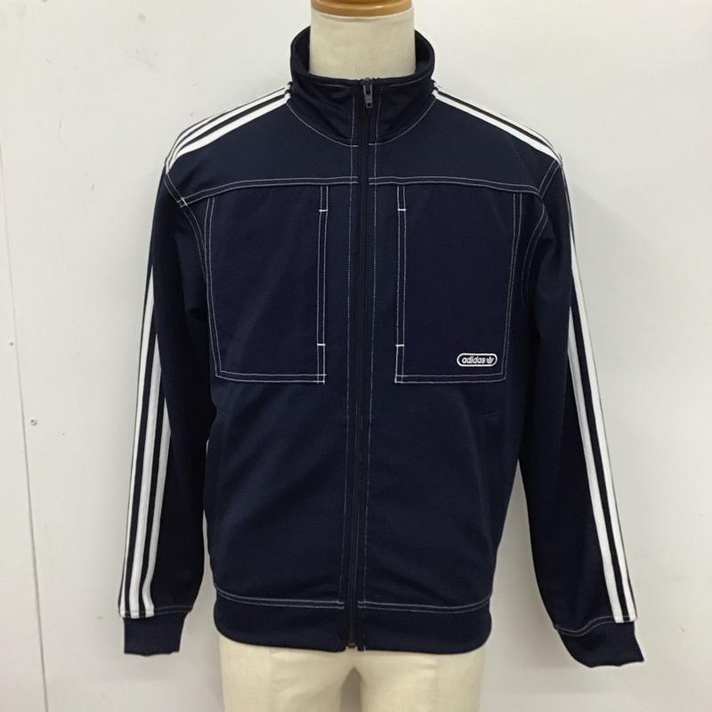アディダス adidas ジャケット、上着 ジャケット、ブレザー ジップアップジャケット ジャンパー ジャケット カジュアルジャケット アウター ロゴ、文字 紺 / ネイビー /  メンズ USED 古着 中古 10123618