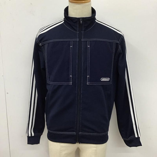 アディダス adidas ジャケット、上着 ジャケット、ブレザー ジップアップジャケット ジャンパー ジャケット カジュアルジャケット アウター ロゴ、文字 紺 / ネイビー /  メンズ USED 古着 中古 10123618