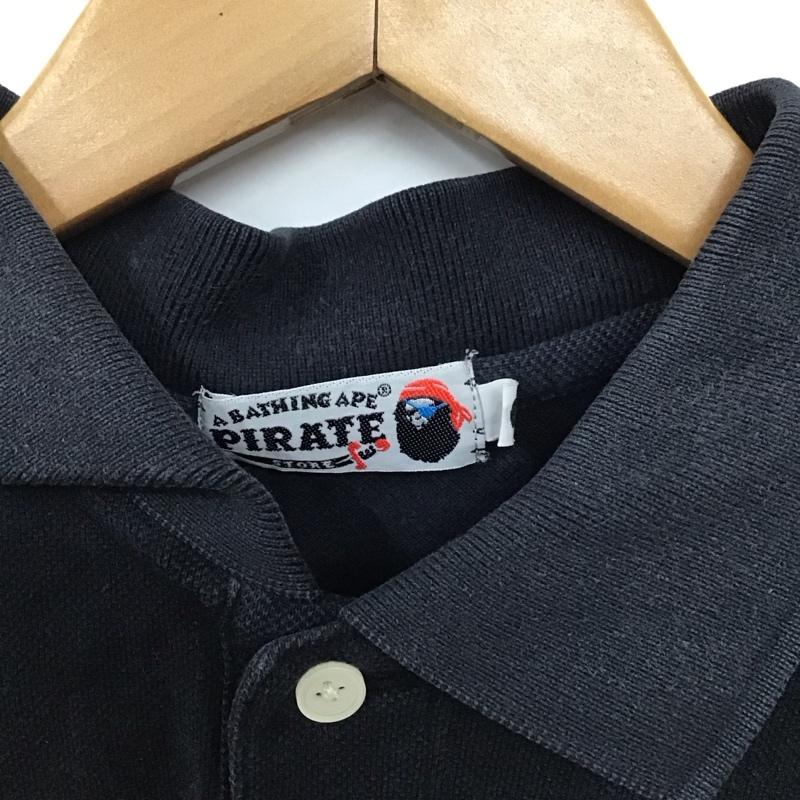 アベイシングエイプ A BATHING APE ポロシャツ 半袖 S 無地 黒 / ブラック /  メンズ USED 古着 中古 10130158